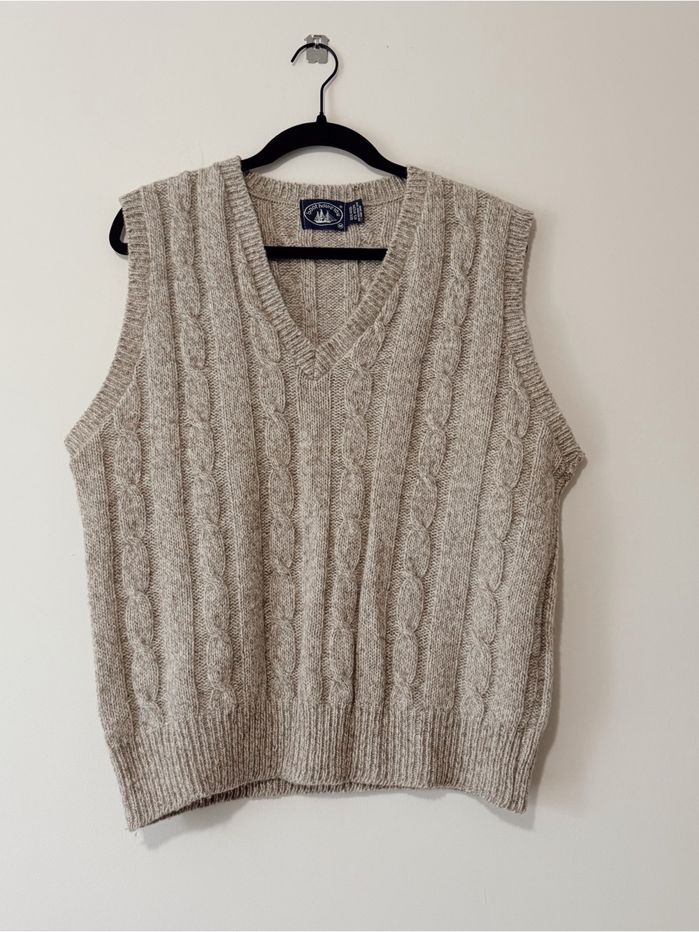 Vintage Wool Blend Sweater Vest Cottage Preppy Coastal Twee in Oatmeal Medium